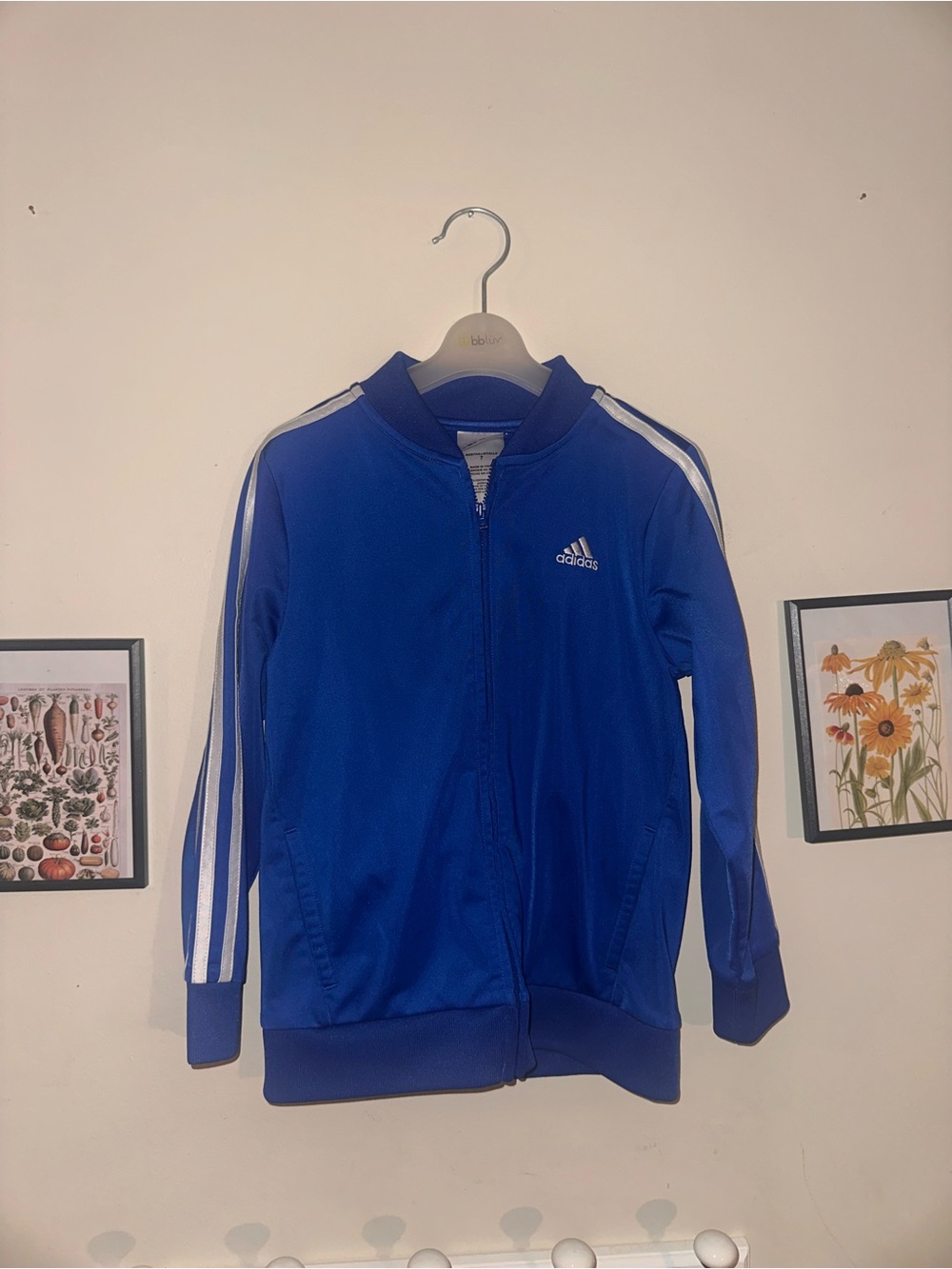 adidas Blue Kids Zip-Front Track Jacket with White Stripes